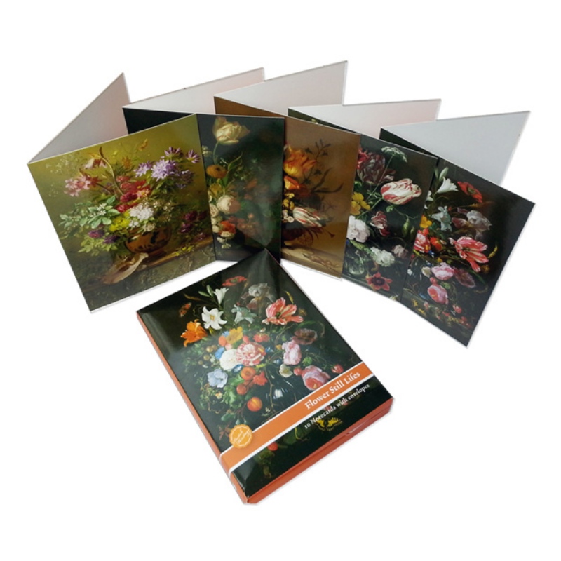 Flower Painting Greeting Cards Pack of 10, Note Cards with Envolte